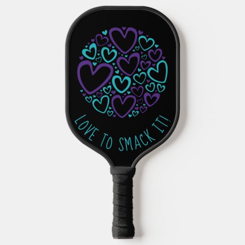 Hearts Pattern in Blue Purple Optional Photo Side  Pickleball Paddle