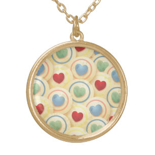 Hearts pattern in vintage style gold plated necklace