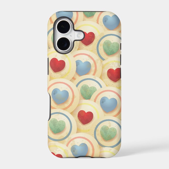 Hearts pattern in vintage style iphone case (Back)