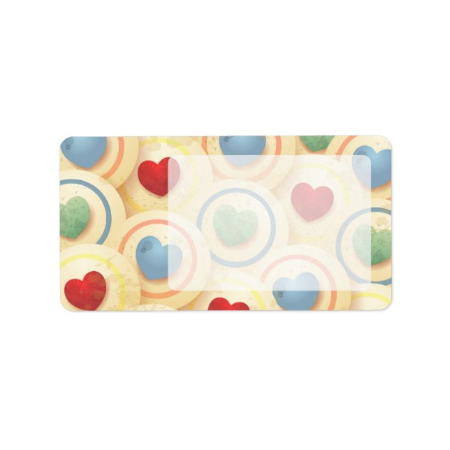 Hearts pattern in vintage style label (Front)