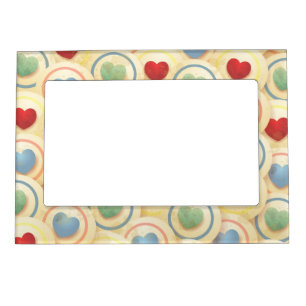 Hearts pattern in vintage style magnetic photo frame