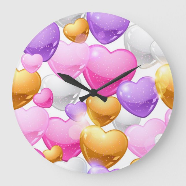 Hearts pattern large clock (Front)