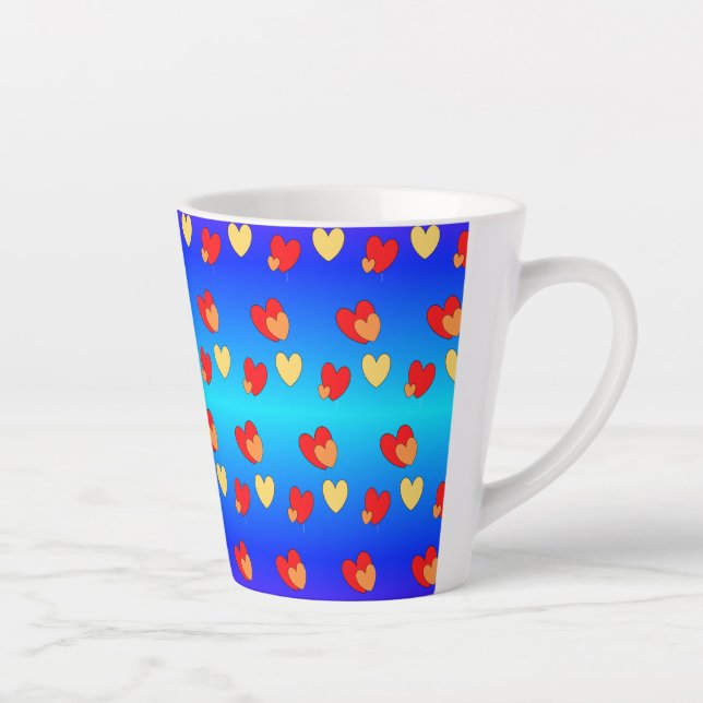 Hearts Pattern Latte Mug (Right)