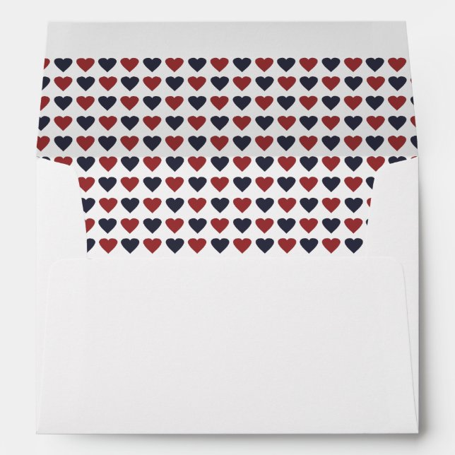 Hearts Pattern Liner - Red and Navy Envelope (Back (Bottom))