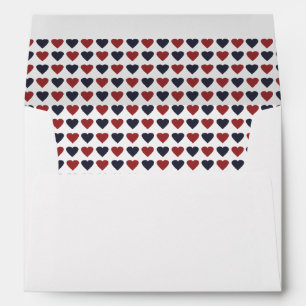 Hearts Pattern Liner - Red and Navy Envelope