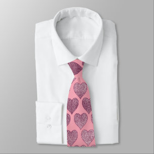 Hearts pattern neck tie