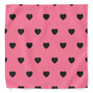 Hearts Pattern on Pink Background Bandana