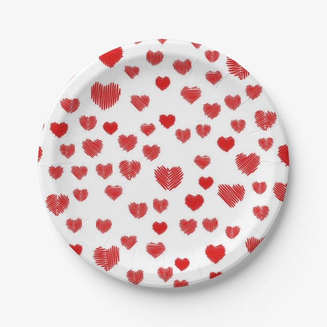 Hearts pattern paper plates (Front)