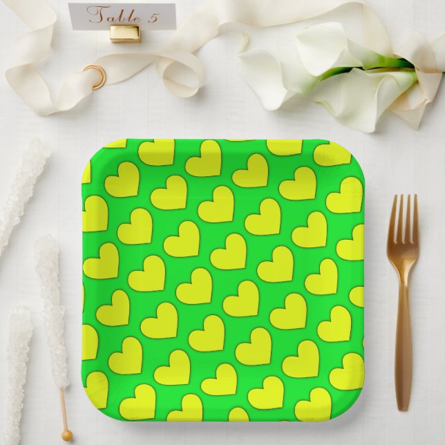 Hearts Pattern Paper Plates (Wedding)