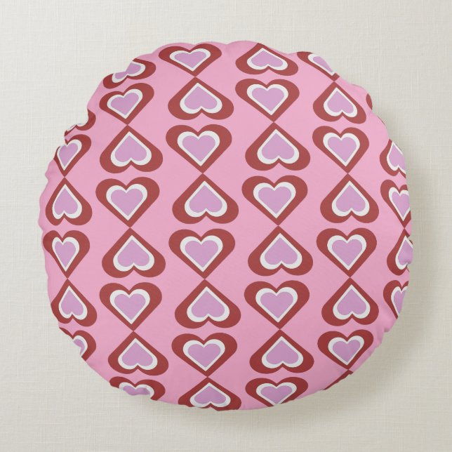 Hearts pattern round pillow (Front)