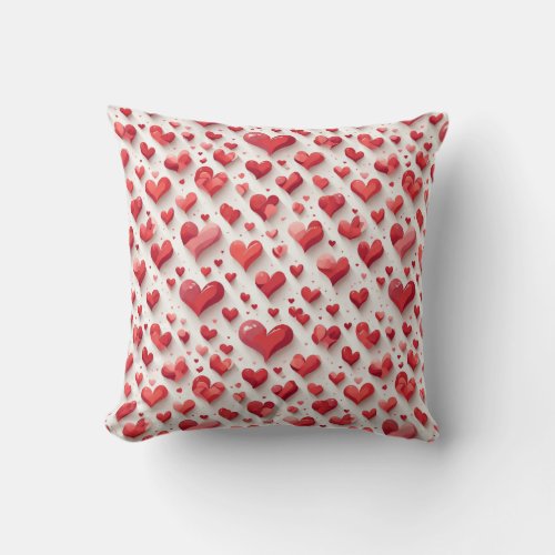 Hearts pattern throw pillow