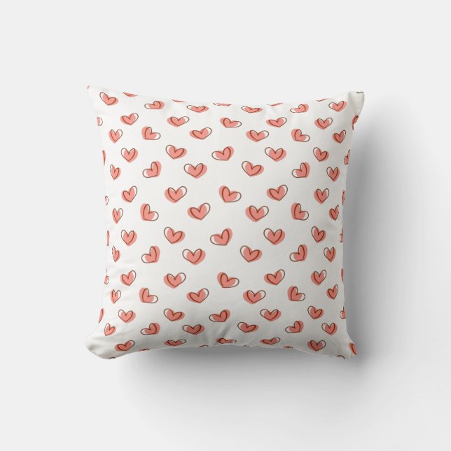 Hearts Pattern Throw Pillow (Front)