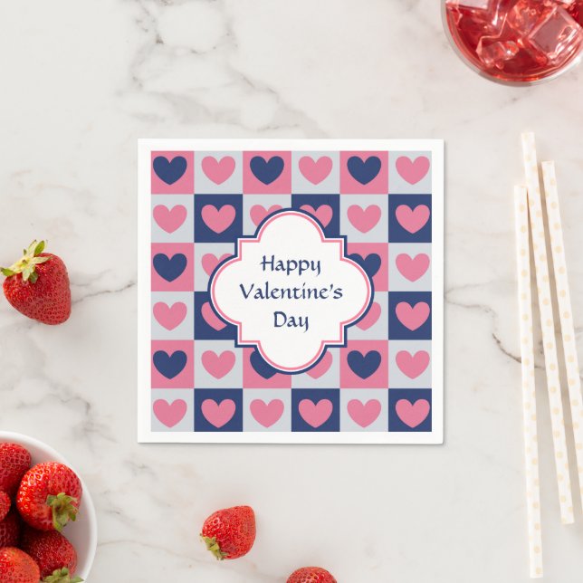 Hearts Pattern Valentine Paper Napkins (Insitu)