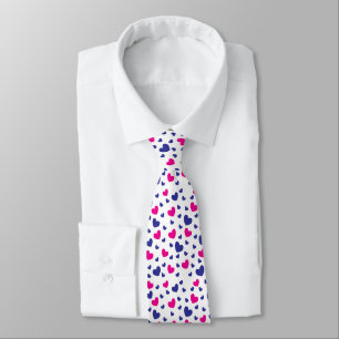 Hearts Pattern Valentines Day Blue Pink Neck Tie