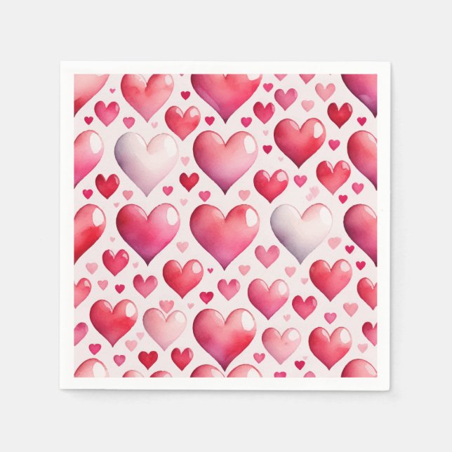 Hearts pattern watercolor napkins (Front)
