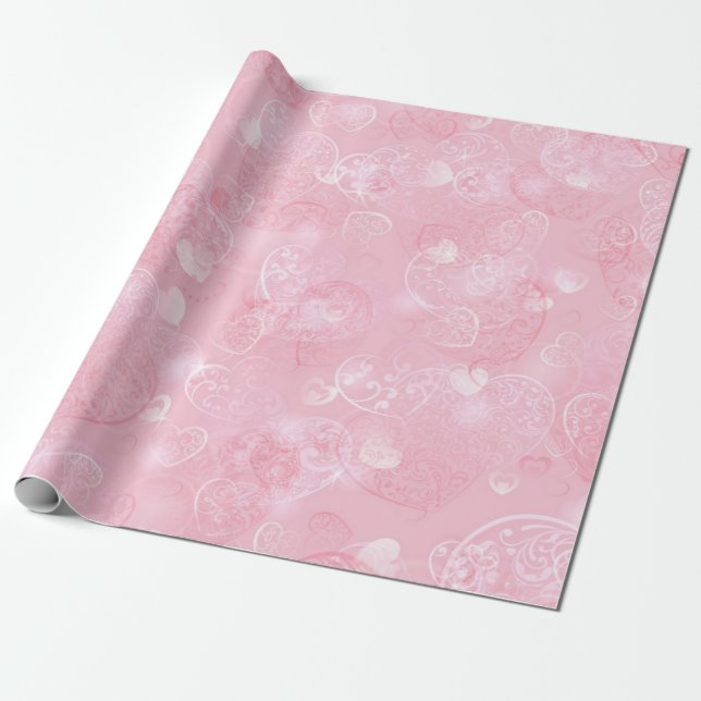 Hearts pattern wrapping paper (Unrolled)