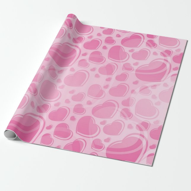 Hearts pattern wrapping paper (Unrolled)