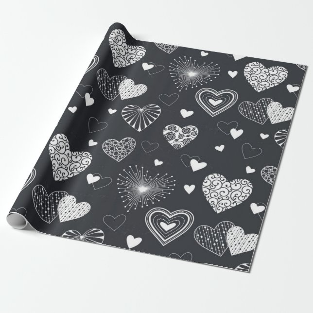 Hearts pattern wrapping paper (Unrolled)