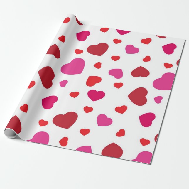Hearts pattern wrapping paper (Unrolled)