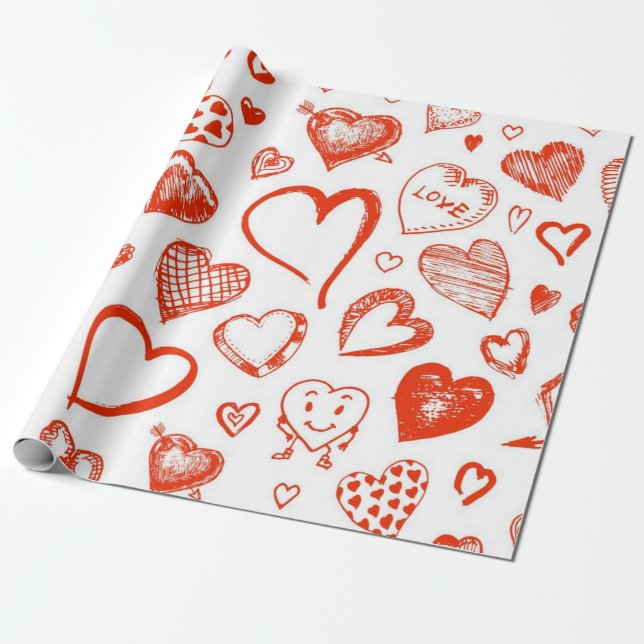 Hearts pattern wrapping paper (Unrolled)