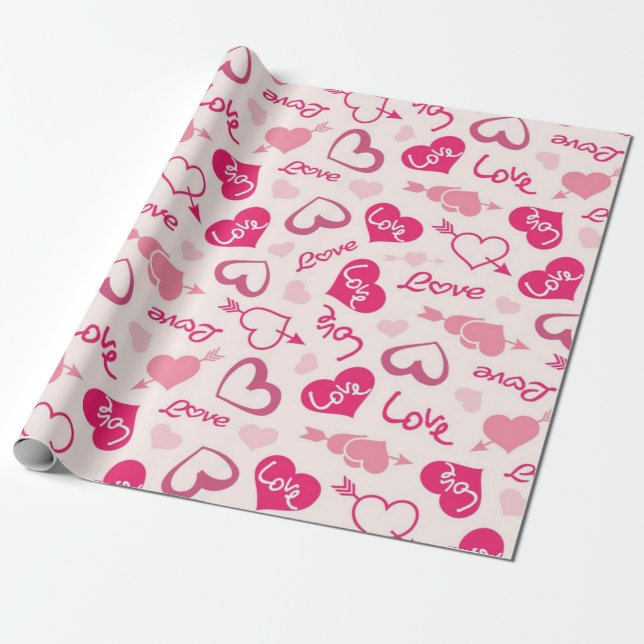 Hearts pattern wrapping paper (Unrolled)