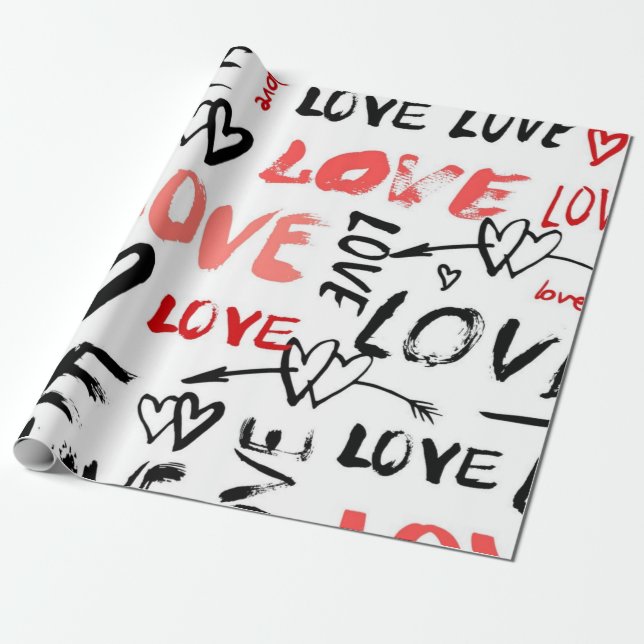 Hearts pattern wrapping paper (Unrolled)