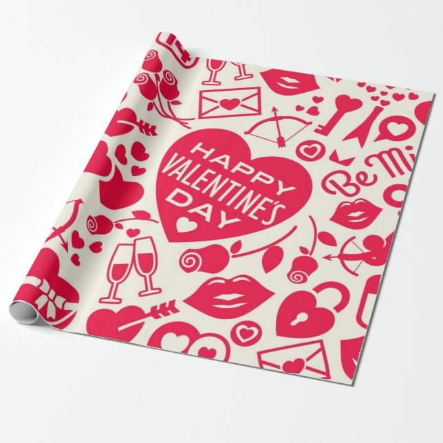Hearts pattern wrapping paper (Unrolled)