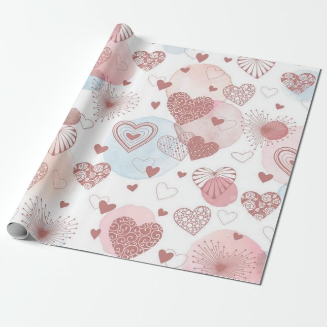 Hearts pattern wrapping paper (Unrolled)