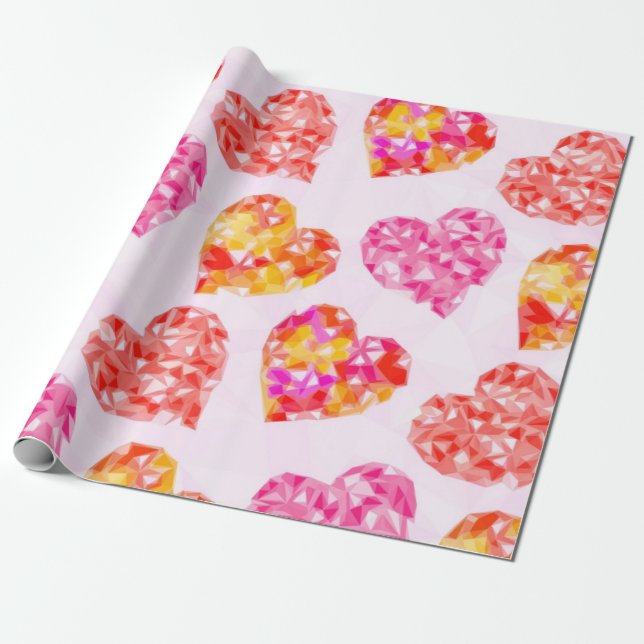 Hearts pattern wrapping paper (Unrolled)