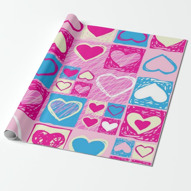 Hearts pattern wrapping paper (Unrolled)