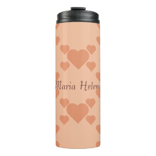 Hearts Peach Fuzz Custom Name or text Thermal Tumbler