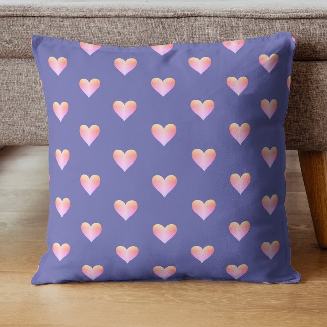 Hearts Periwinkle Pink Cute Pretty Modern Throw Pillow (Creator Uploaded)