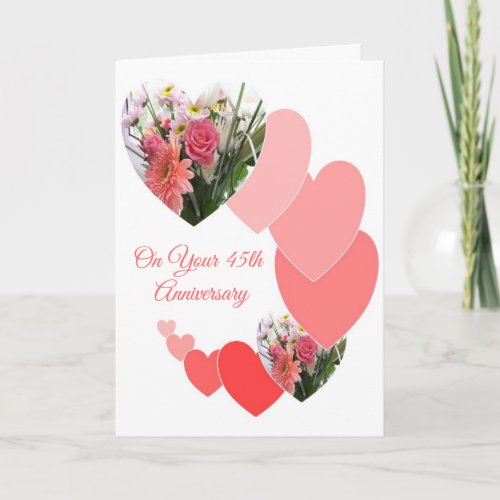 Hearts Personalized 45th Wedding Anniversary Card