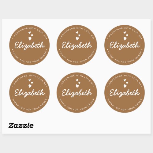 Hearts Personalized Cocoa Homemade with Love Classic Round Sticker