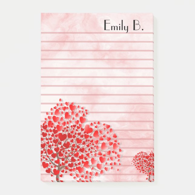 Hearts Personalized Lined Post-it Notes (Front)