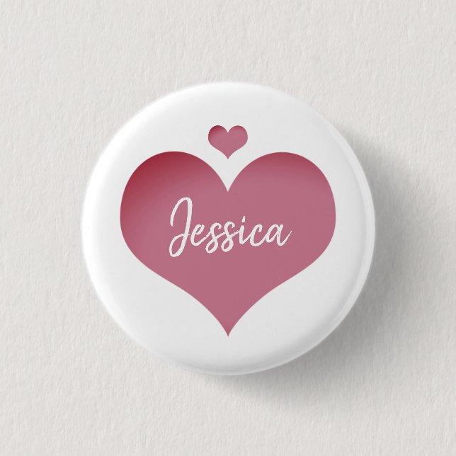 Hearts Personalized Name Button (Front)