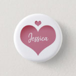 Hearts Personalized Name Button at Zazzle