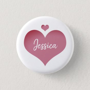 Hearts Personalized Name Button by stdjura at Zazzle