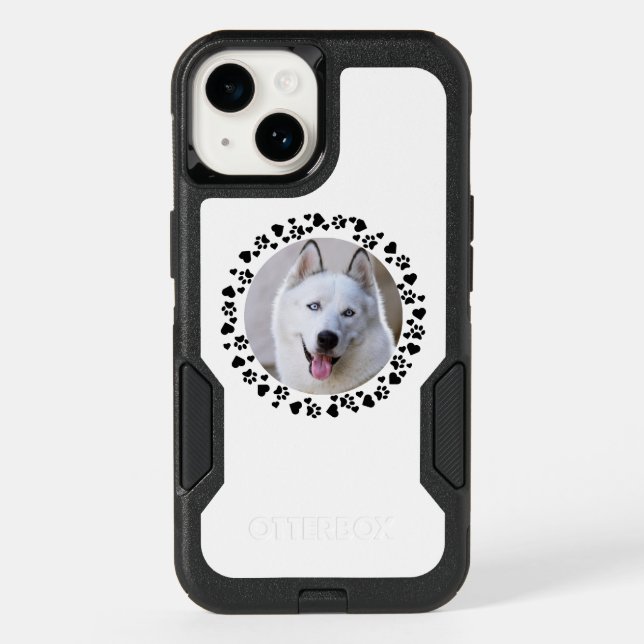Hearts & Pet Paw Prints Custom Apple X|11|12|13|14 Otterbox iPhone Case (Back)
