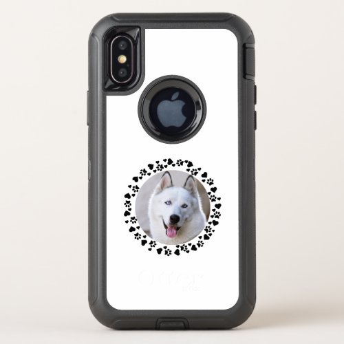 Hearts  Pet Paw Prints Custom Apple X11121314 OtterBox Defender iPhone X Case