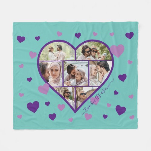 Hearts Photo Collage Fleece Blanket