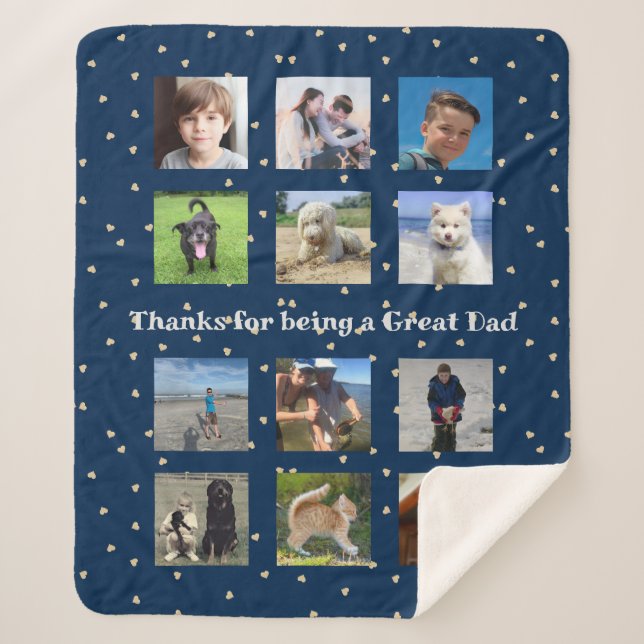 Hearts Photo Montage Gift Blanket Great Parents (Front)