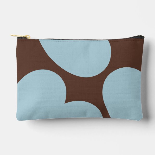 hearts pieces brown blue chic stylish accessory pouch (Front)