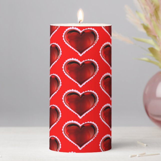 Hearts Pillar Candle (In Situ)