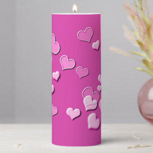 hearts pillar candle