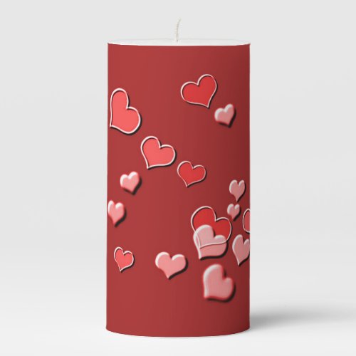 hearts pillar candle