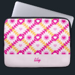 Hearts Pink Bold Custom Name Laptop Sleeve<br><div class="desc">This original bold and vibrant design featuring hearts in a quilt-like pattern makes a stunning,  unique gift for her. Perfect for Valentine's Day,  Birthdays,  Mother's Day and more,  this pink and yellow case can be customized with the text of your choice.</div>