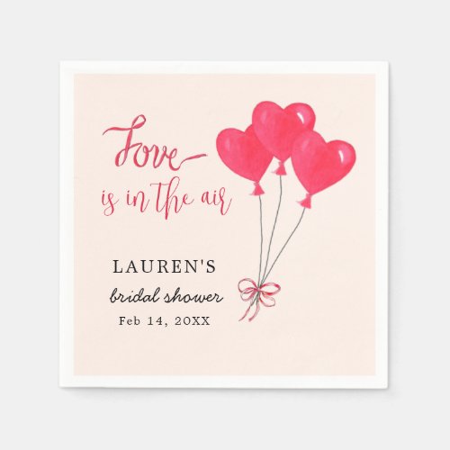Hearts Pink Love is in the Air Bridal Shower Napkins