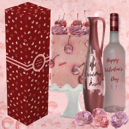 Hearts - Pink on Dark Red Ombre -  Wine Box