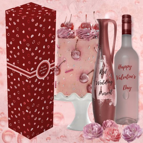 Hearts _ Pink on Dark Red Ombre _  Wine Box